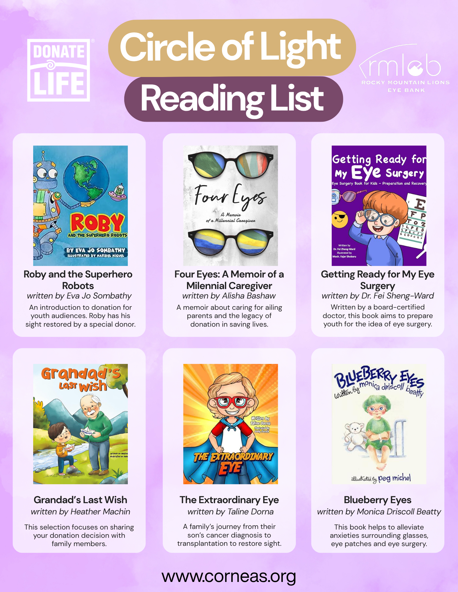 circle of light photo project suggested reading list rocky mountain lions eye bank donate life