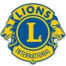 The blue and yellow sheild logo of the Lions Club International being used as a button to the group's website