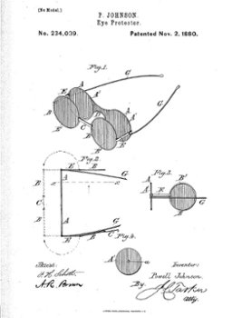 powell johnson eye wear protector patent design first ever made